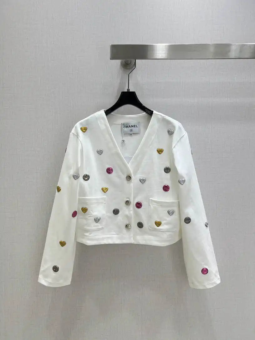 Chanel Women Cropped jacket with double C metal badget C62332