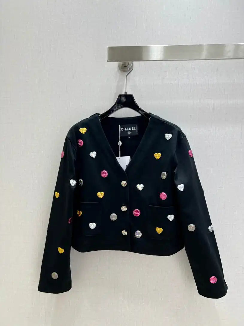 Chanel Women Cropped jacket with double C metal badget C62332