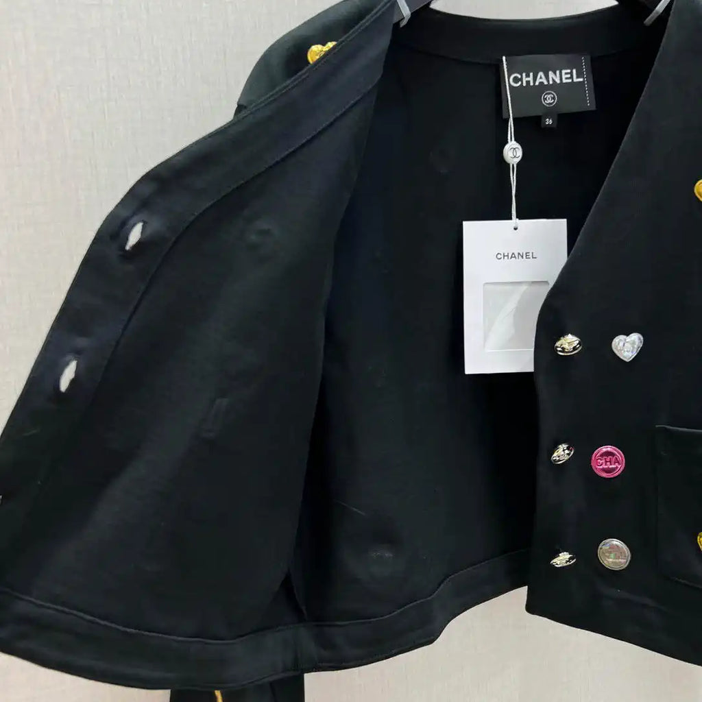 Chanel Women Cropped jacket with double C metal badget C62332