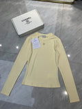 Chanel Women Double C Metallic Trim Top  Stretch Cotton Fabric CC69211