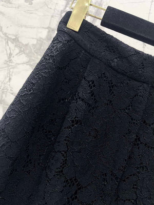 Chanel Women Fashion Black Lace Wide Leg Casual Pants C58804 - S - View 3
