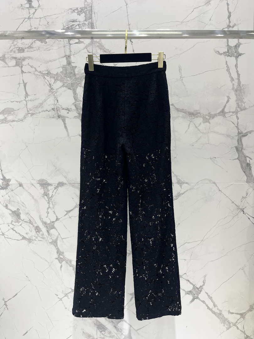 Chanel Women Fashion Black Lace Wide Leg Casual Pants C58804