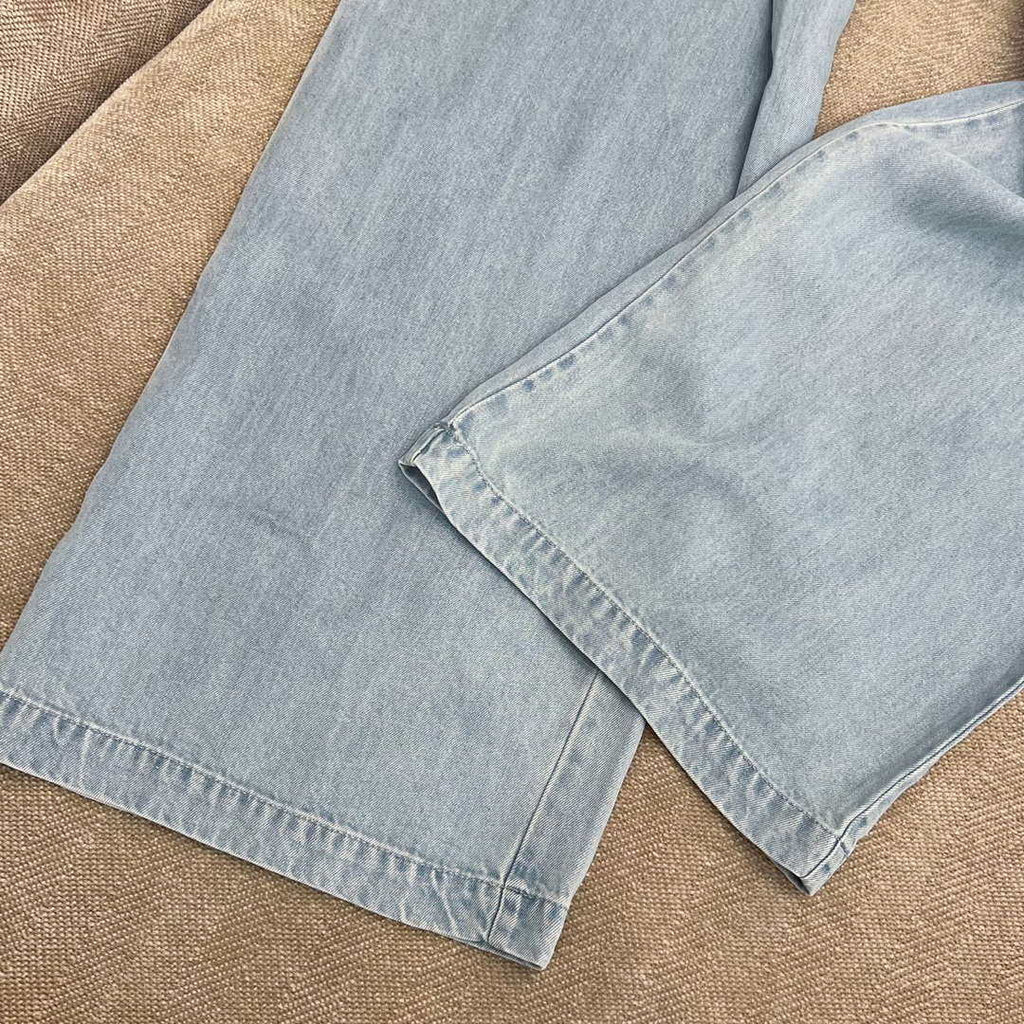 Chanel Women Fashion Contrast color drawstring Tencel denim wide-leg pants Jeans C58800