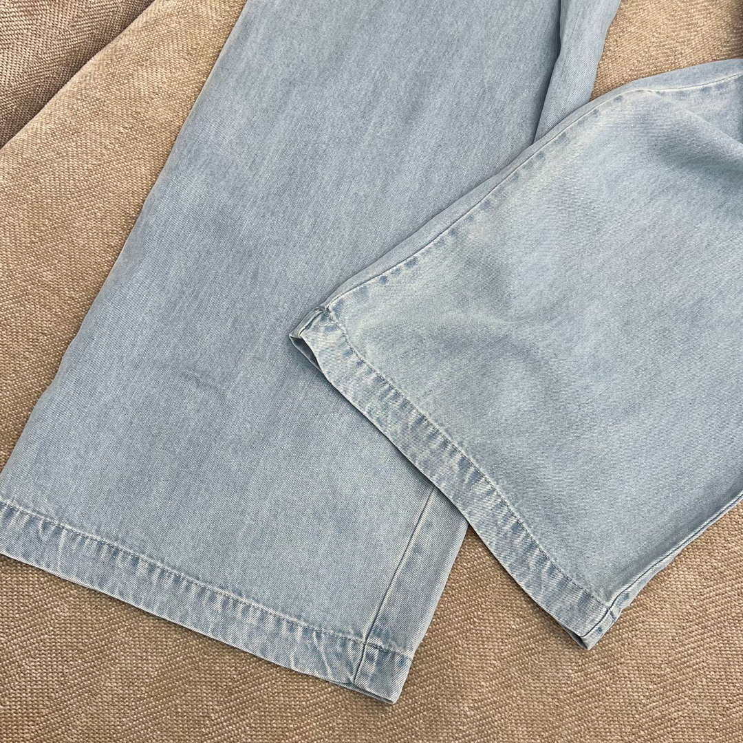 Chanel Women Fashion Contrast color drawstring Tencel denim wide-leg pants Jeans C58800