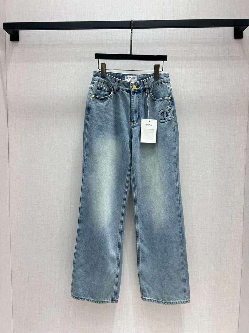 Chanel Women Fashion high-waisted slim straight Jeans C58802