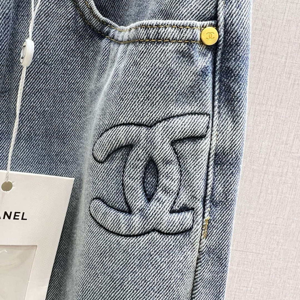 Chanel Women Fashion high-waisted slim straight Jeans C58802