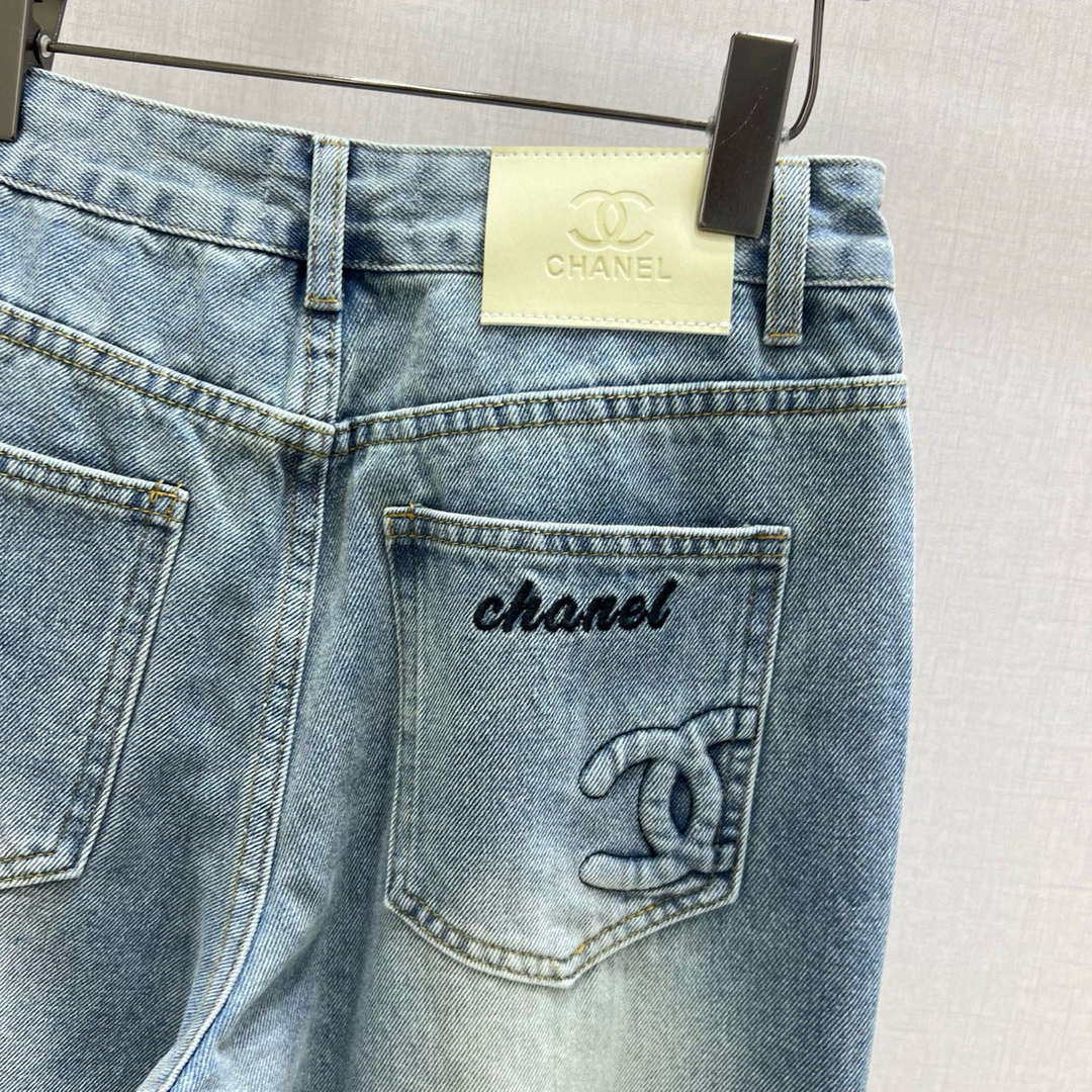 Chanel Women Fashion high-waisted slim straight Jeans C58802