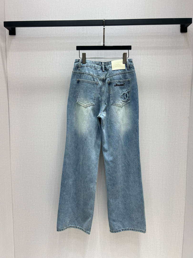 Chanel Women Fashion high-waisted slim straight Jeans C58802