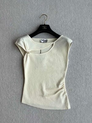 Chanel Women Fashion Knitted T-shirt Vest C81116 - S / beige - View 1