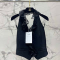 Chanel Women Fashion Lace Suit Halter Neck Irregular Backless Design Vest C81113 - S / white - View 1