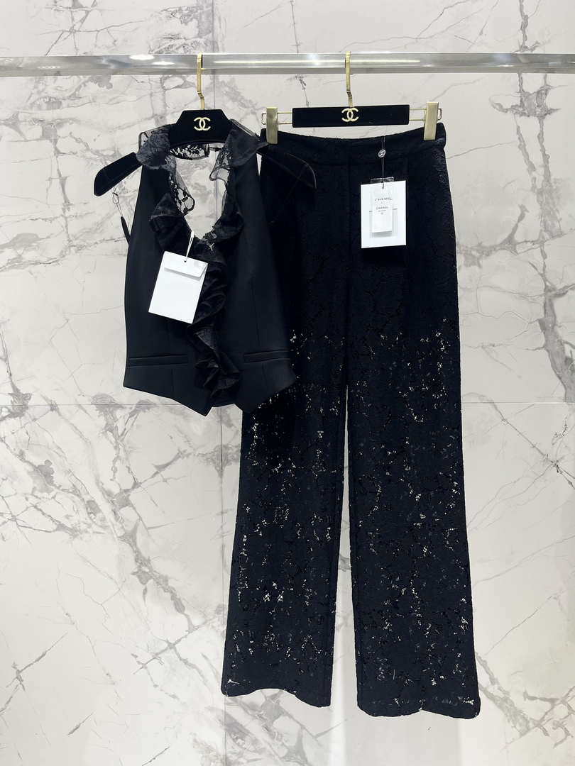 Chanel Women Fashion Lace Suit Halter Neck Irregular Backless Design Vest C81113