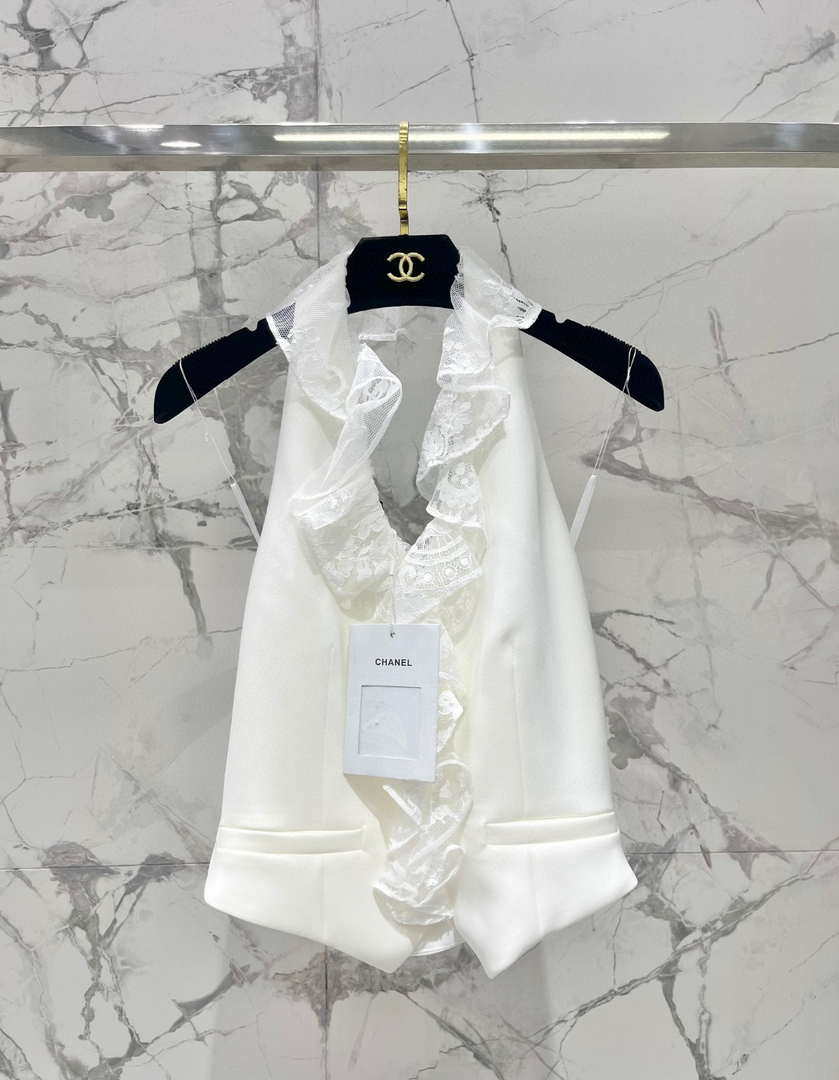 Chanel Women Fashion Lace Suit Halter Neck Irregular Backless Design Vest C81113