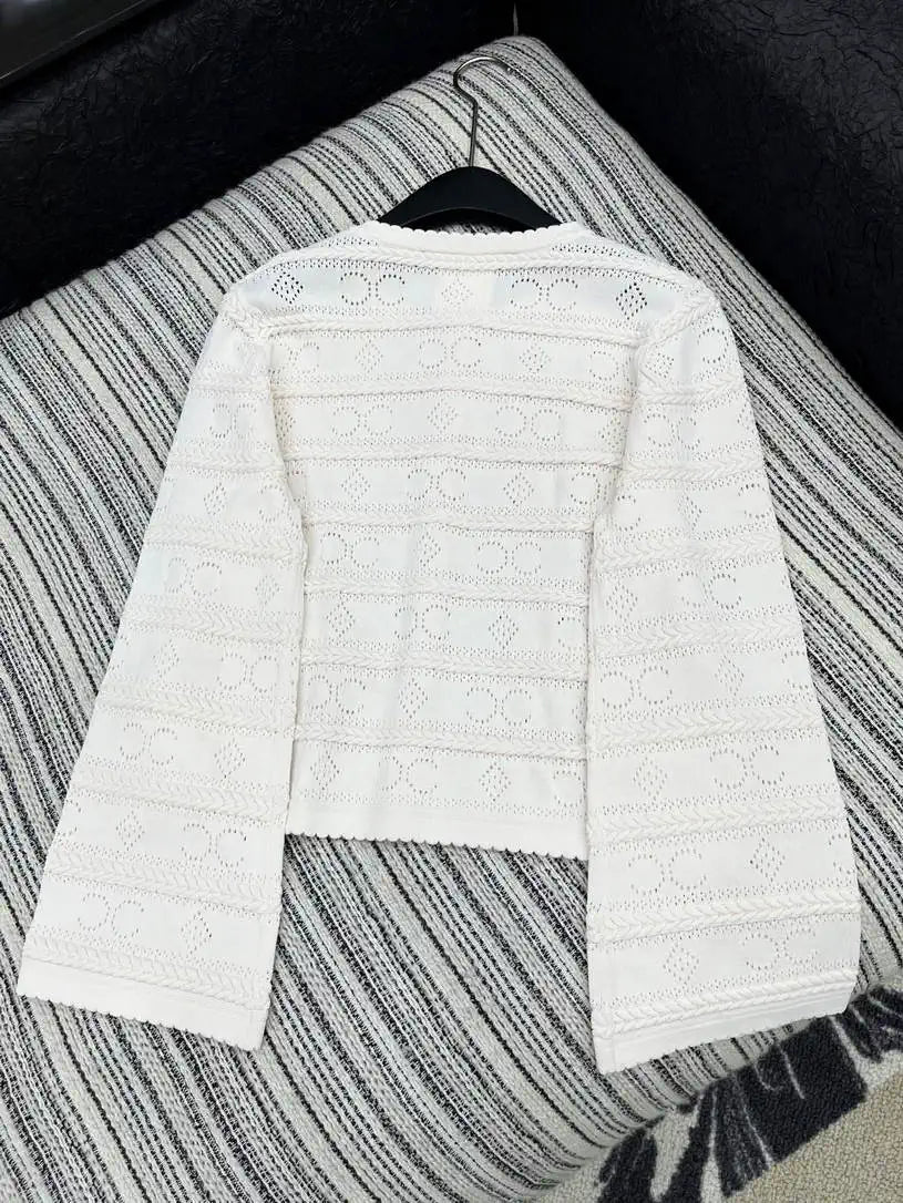 Chanel Women Heavy-duty double C crochet crew neck  jacket C62330