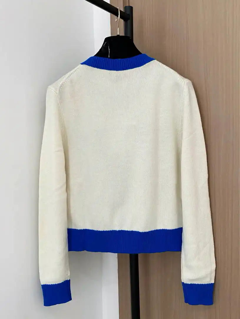 Chanel Women Lettering color-block wool cardigan Sweater CC69207