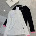Chanel Women Long-sleeved T-shirt with pink cuffs  CC69212