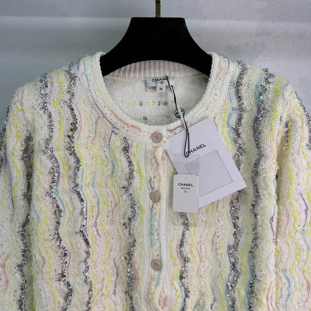 Chanel Women Rainbow woven texture jacket C62319