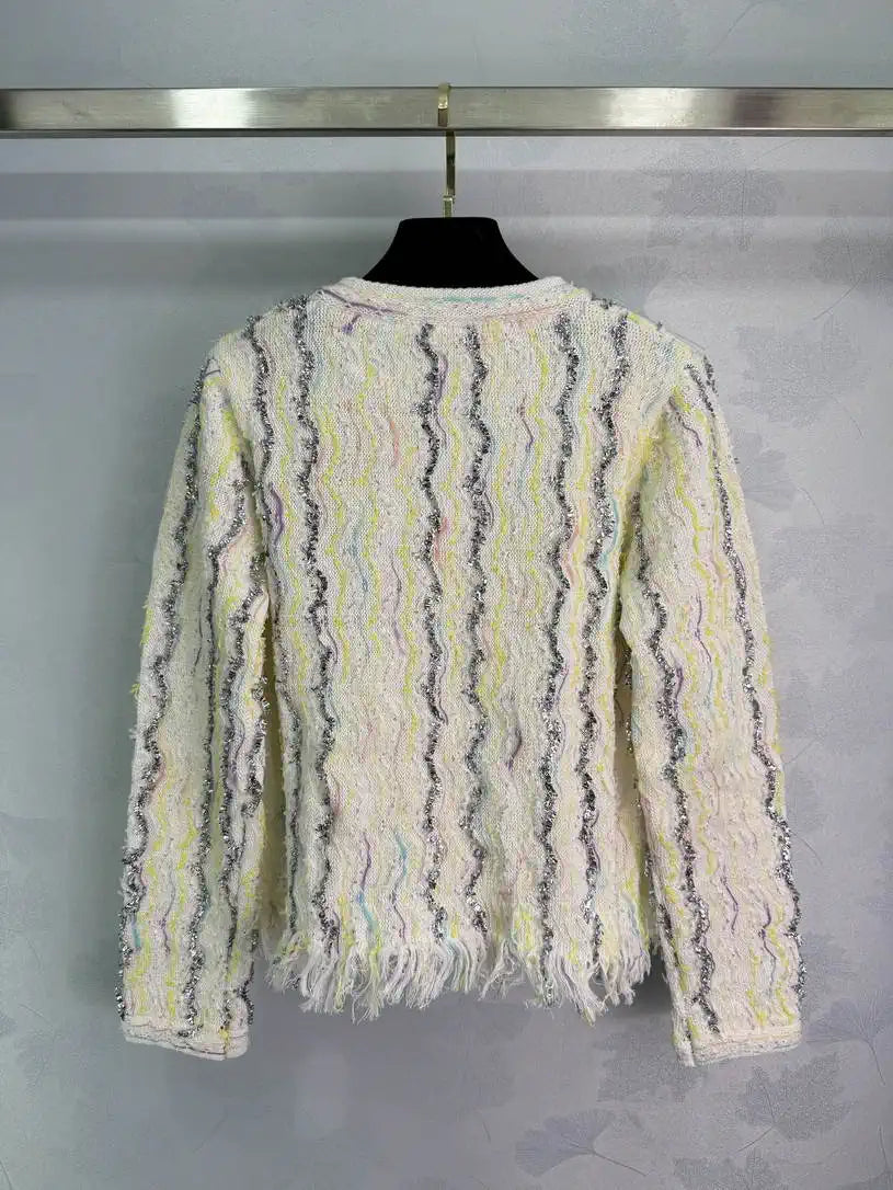 Chanel Women Rainbow woven texture jacket C62319