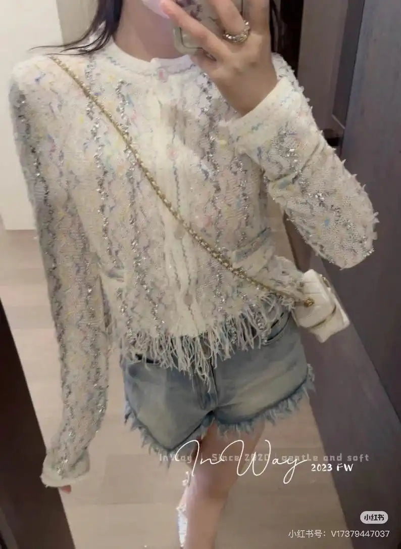 Chanel Women Rainbow woven texture jacket C62319