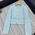 Chanel Women Sequined tweed crew neck jacket C62317