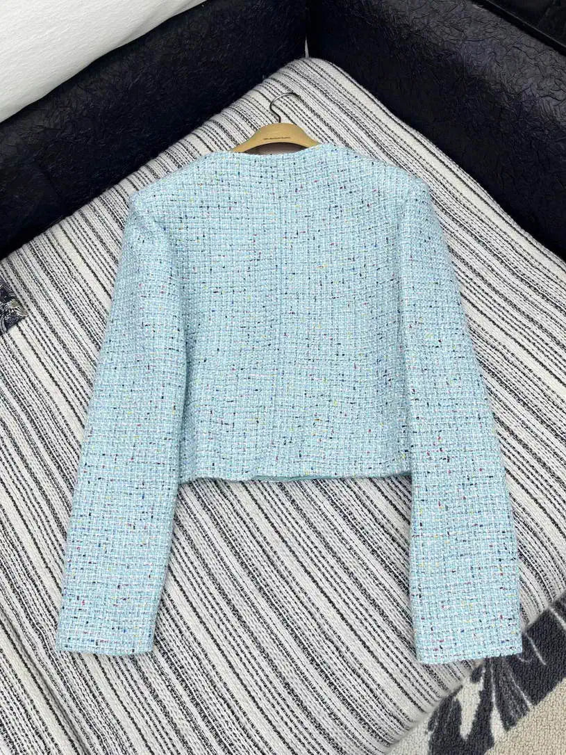 Chanel Women Sequined tweed crew neck jacket C62317