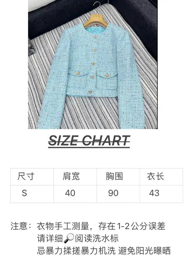 Chanel Women Sequined tweed crew neck jacket C62317