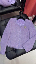 Chanel Women Tweed  Lavender purple jacket C62328