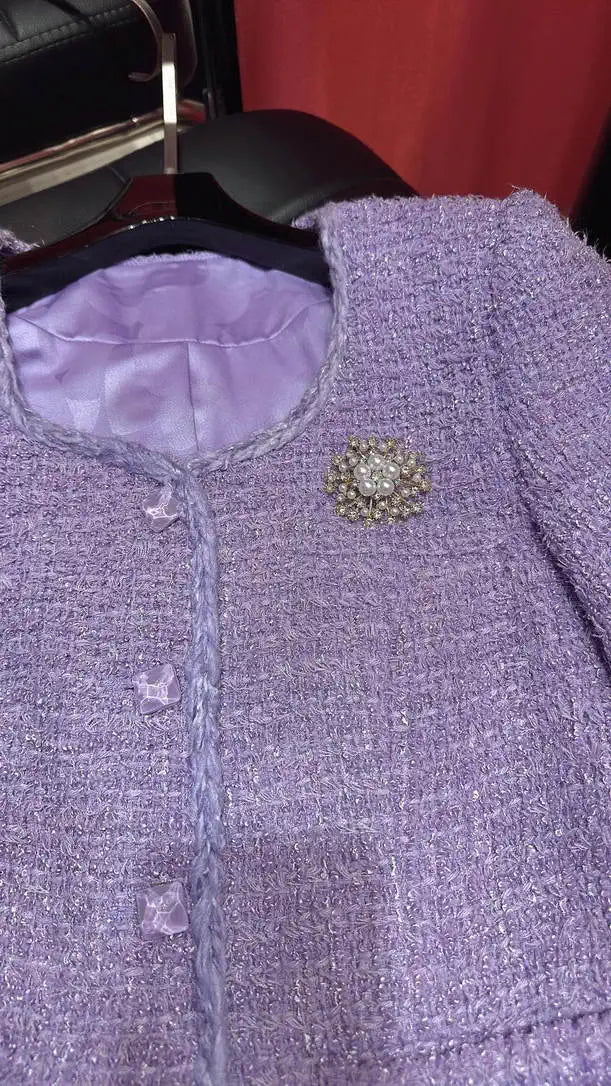 Chanel Women Tweed  Lavender purple jacket C62328