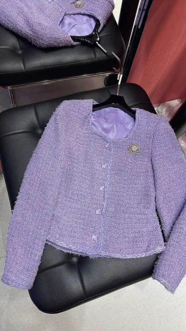 Chanel Women Tweed  Lavender purple jacket C62328
