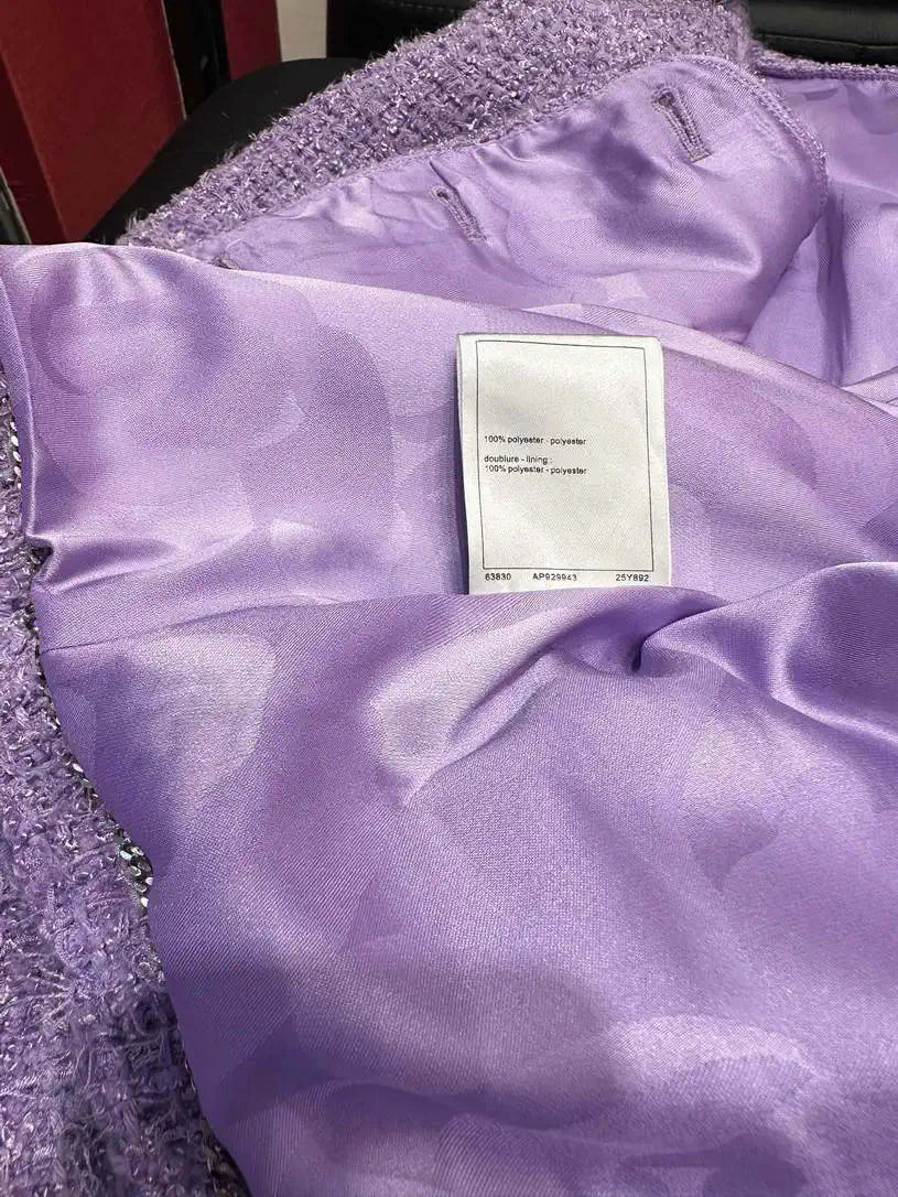 Chanel Women Tweed  Lavender purple jacket C62328