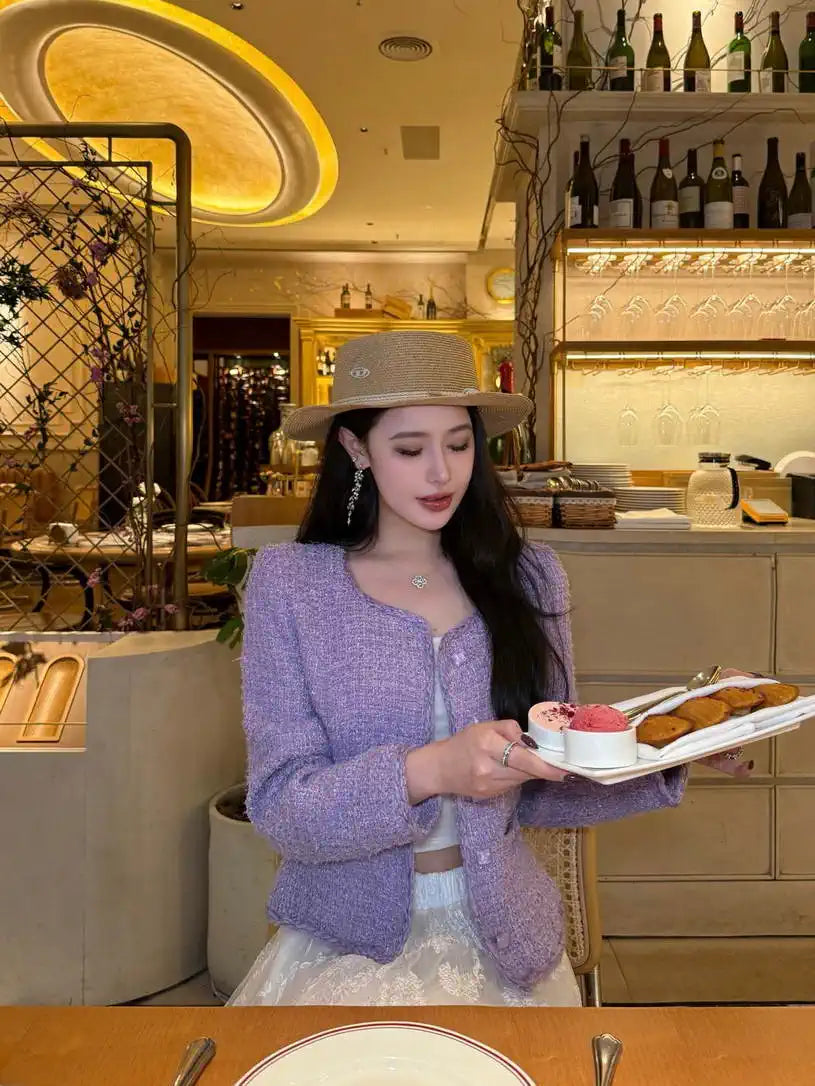 Chanel Women Tweed  Lavender purple jacket C62328