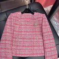 Chanel Women Tweed Rose and pink plaid  jacket C62327