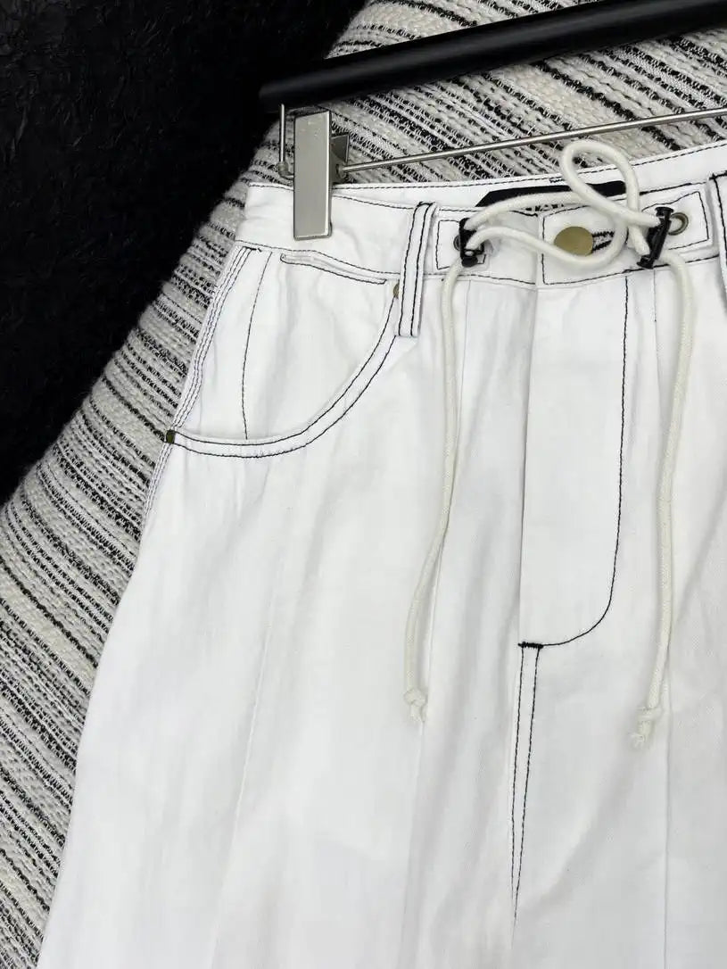 Chanel Women Used drawstring sickle jeans Jeans C58814