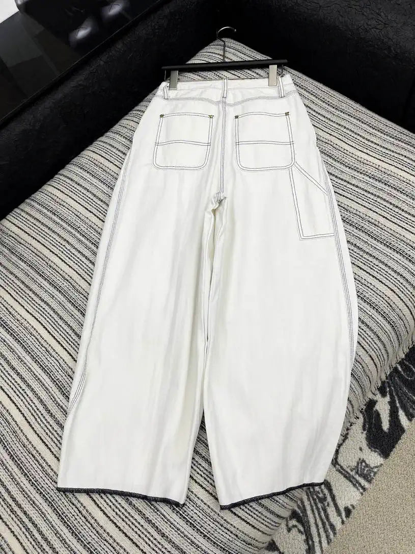 Chanel Women Used drawstring sickle jeans Jeans C58814