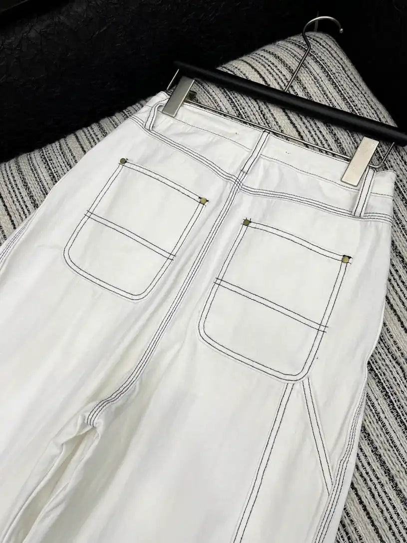 Chanel Women Used drawstring sickle jeans Jeans C58814