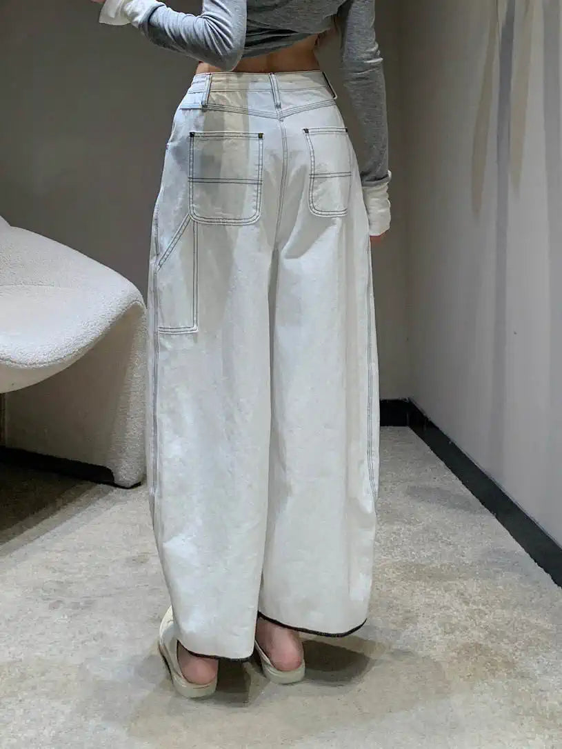 Chanel Women Used drawstring sickle jeans Jeans C58814