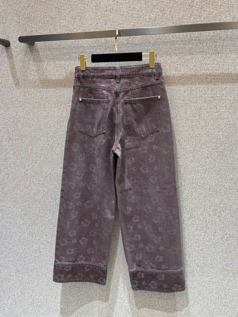 Chanel Women Vintage floral print denim straight-leg trousers Jean C58815