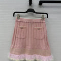 Chanel Women White Moonlight Pink Knitted Skirt C81202