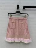 Chanel Women White Moonlight Pink Knitted Skirt C81202