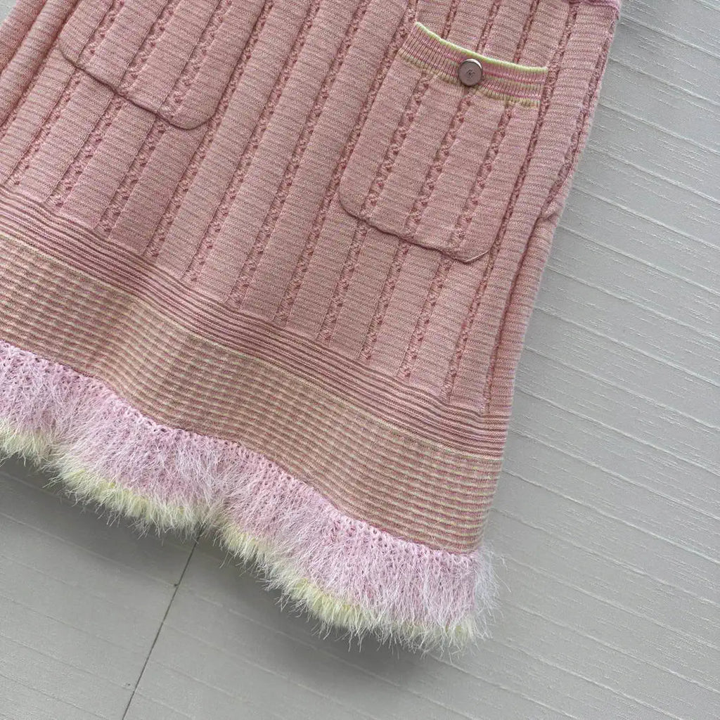 Chanel Women White Moonlight Pink Knitted Skirt C81202