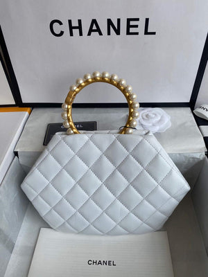 Chanel Women's Bag Sheepskin Pearl Handle Evening Bag Handbag AS2609 White - Default Title - View 2