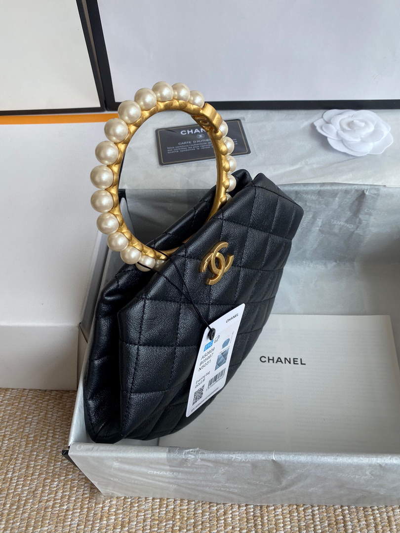 Chanel Women's Bag Sheepskin Pearl Handle Evening Bag Handbag AS2609 Dark grey - Default Title - View 3
