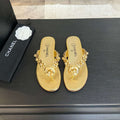 Chanel Women's Camellia Flip Flop Sandals Lambskin C92584