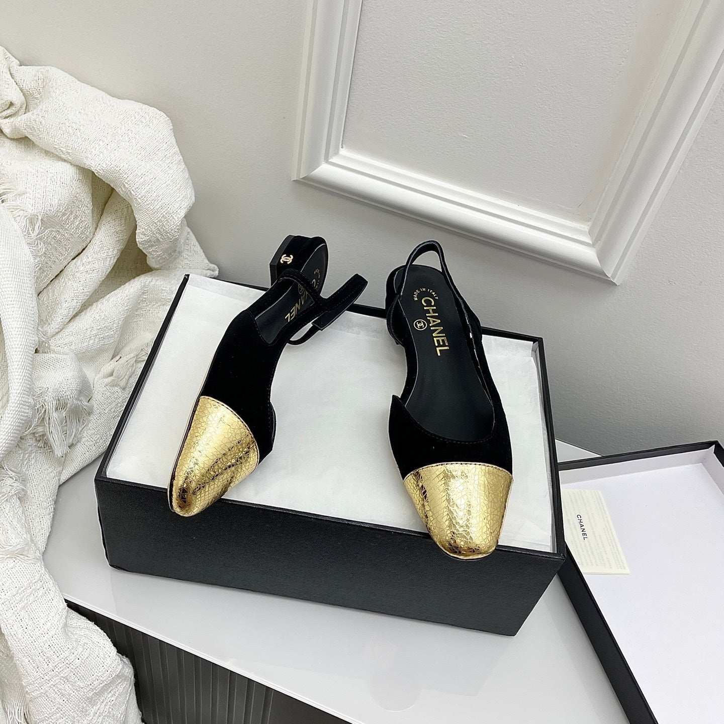 Chanel Women's Classic Slingback Ballet Flats Shoes C93317 - Euro 35=US 4 - View 1