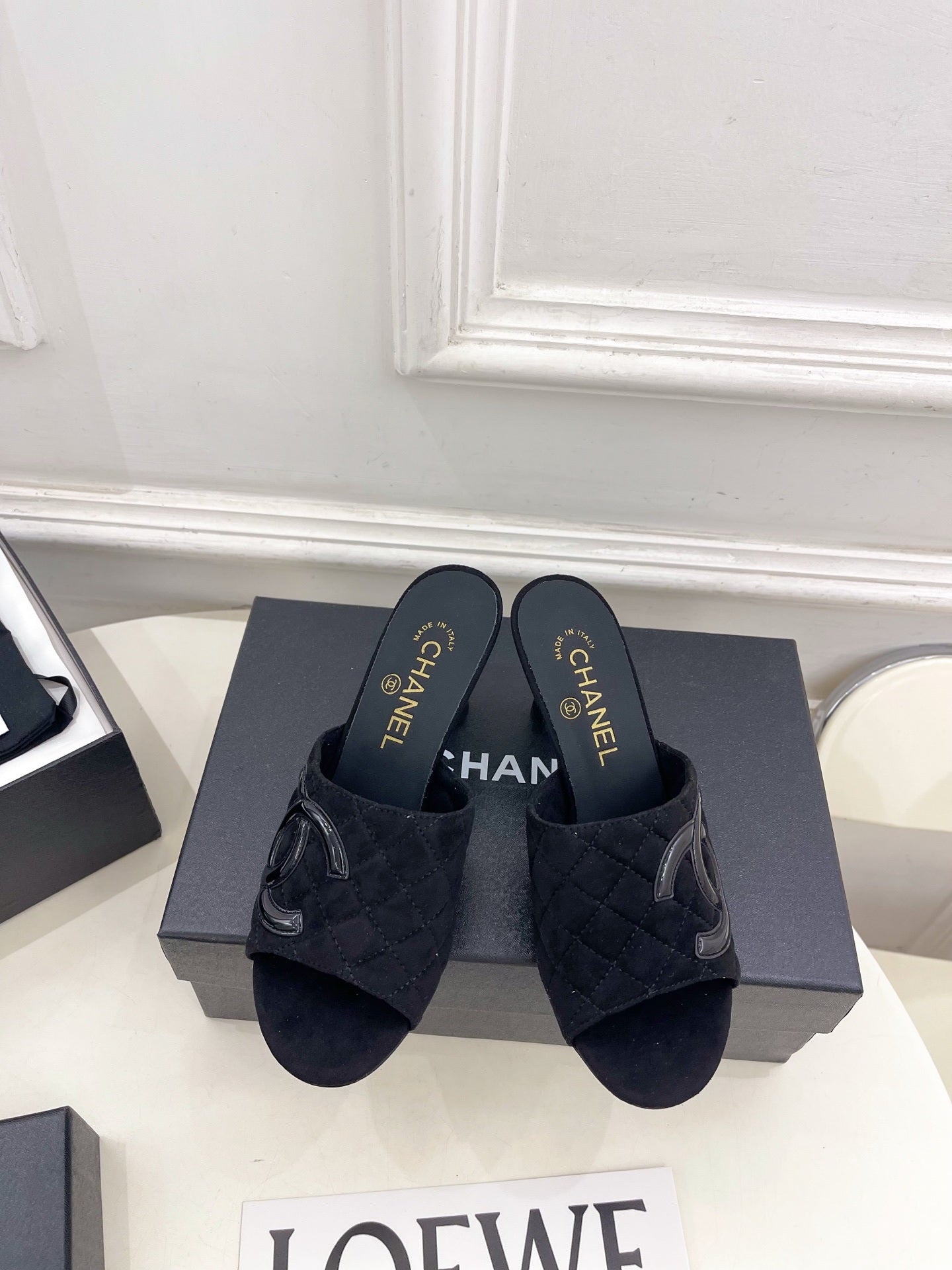 Chanel Women's Diamond-patterned Slippers 7.5cm C93334 - Euro 35=US 4 - View 1
