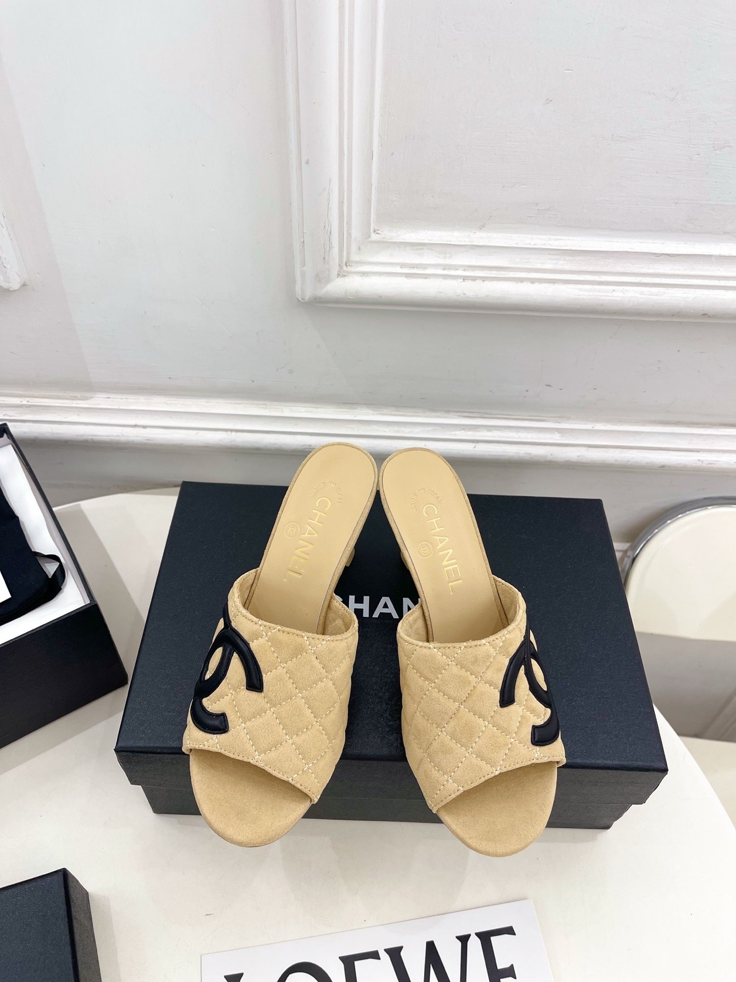 Chanel Women's Diamond-patterned Slippers 7.5cm C93335 - Euro 35=US 4 - View 1