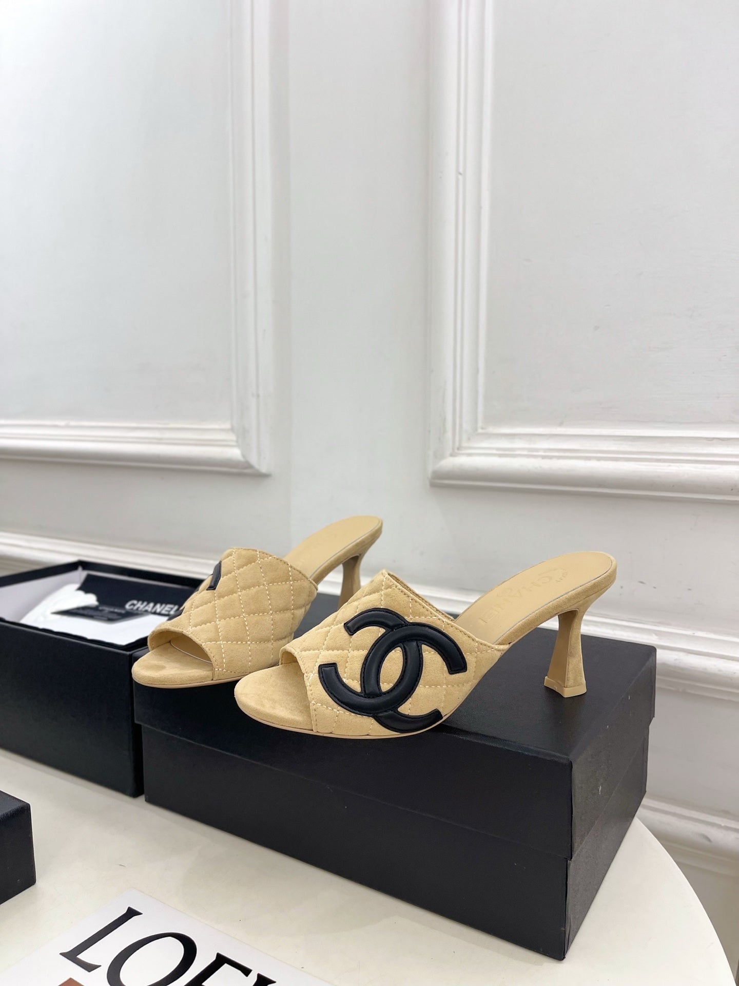 Chanel Women's Diamond-patterned Slippers 7.5cm C93335 - Euro 35=US 4 - View 3