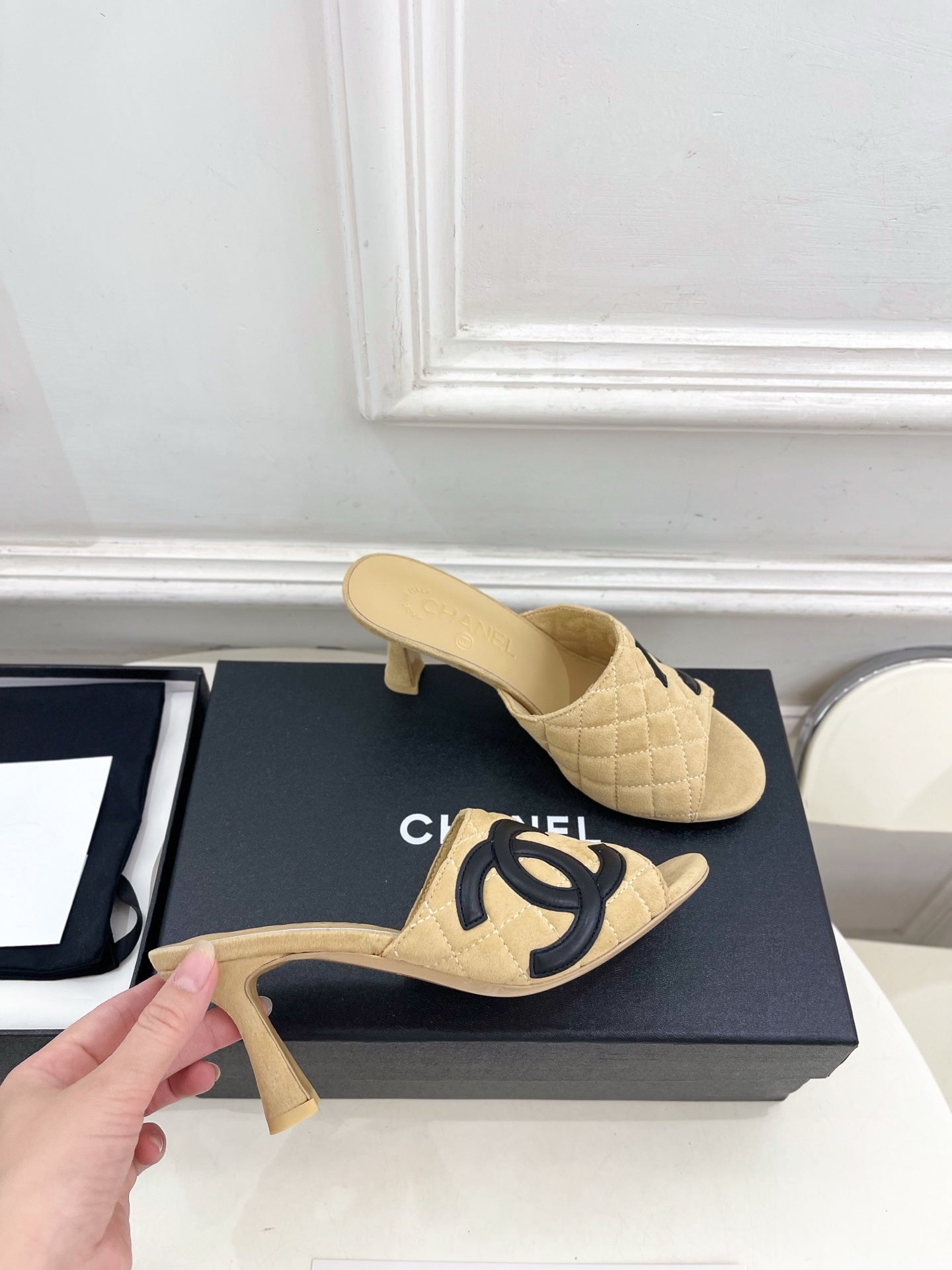 Chanel Women's Diamond-patterned Slippers 7.5cm C93335 - Euro 35=US 4 - View 4