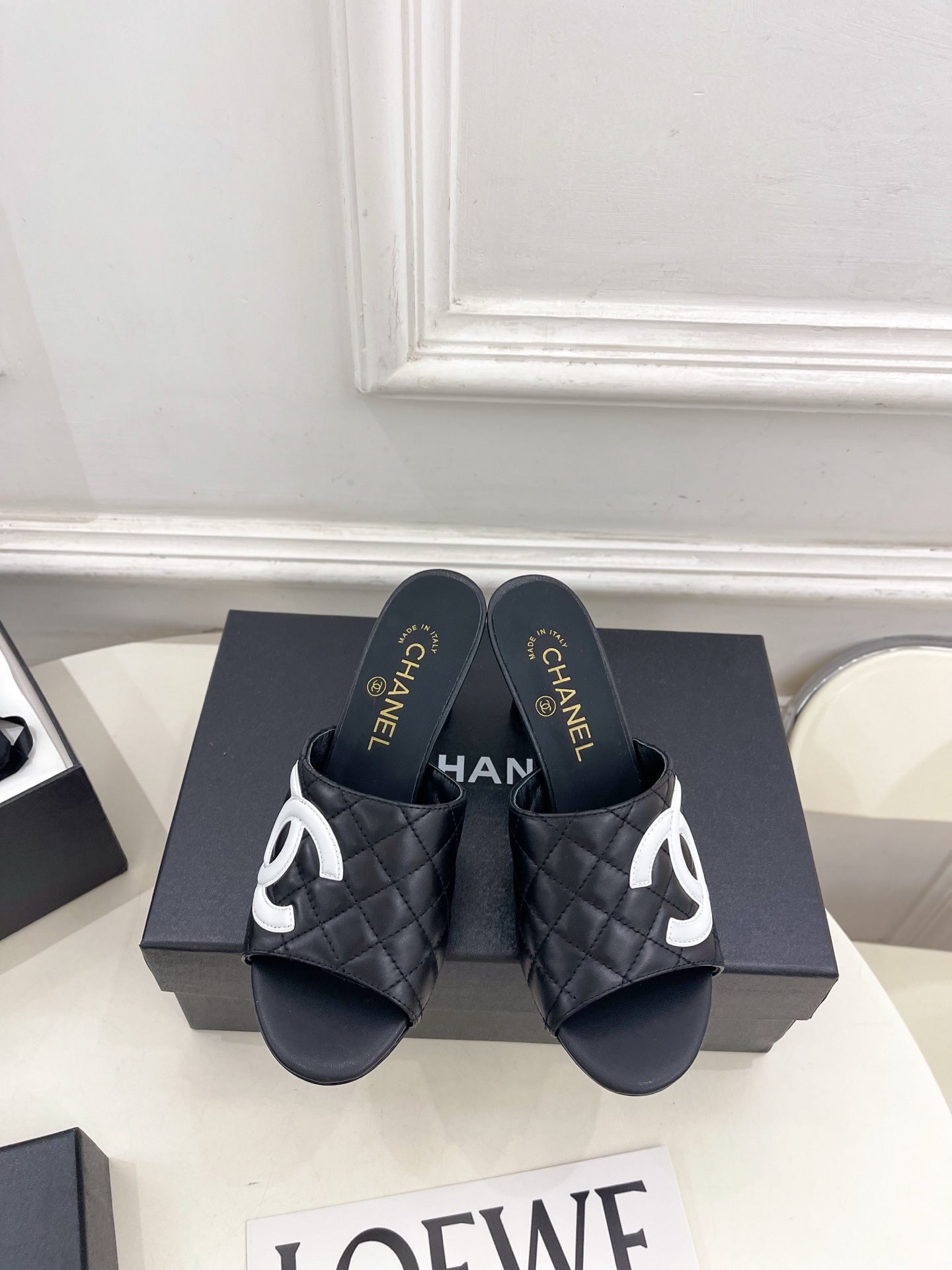 Chanel Women's Diamond-patterned Slippers 7.5cm C93336 - Euro 35=US 4 - View 1