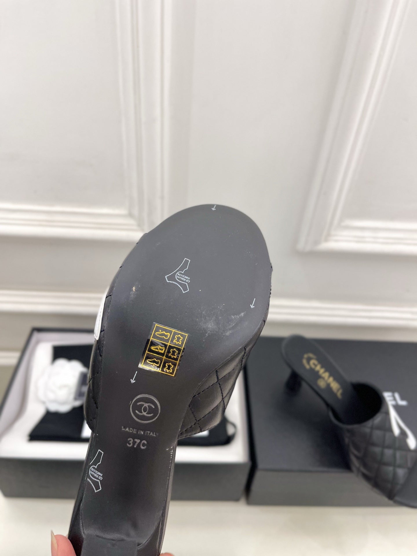 Chanel Women's Diamond-patterned Slippers 7.5cm C93336 - Euro 35=US 4 - View 9