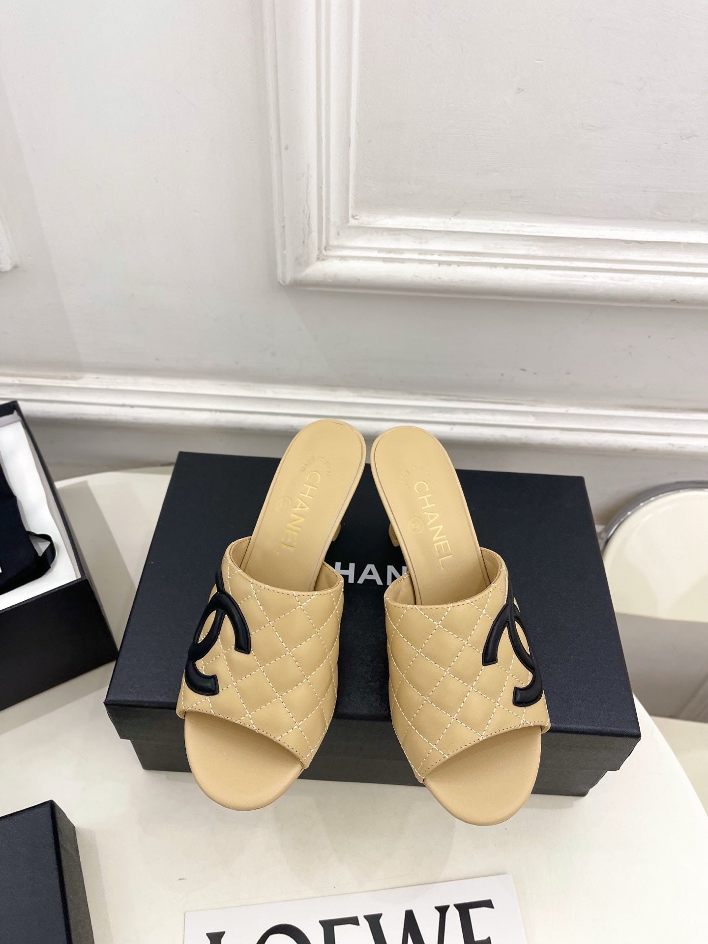 Chanel Women's Diamond-patterned Slippers 7.5cm C93338 - Euro 35=US 4 - View 1